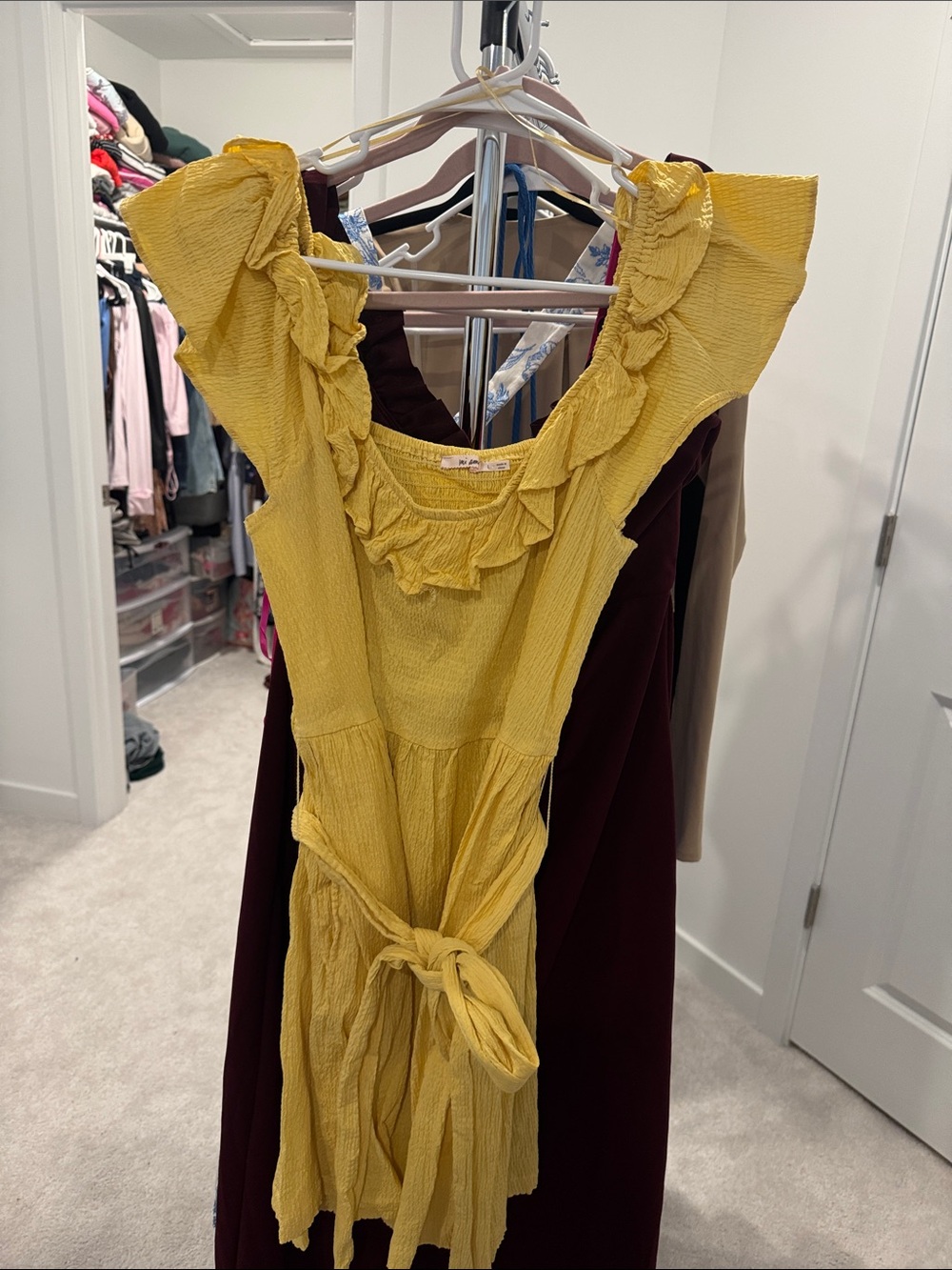 miami Yellow Ruffle Tie-Front Casual Dress